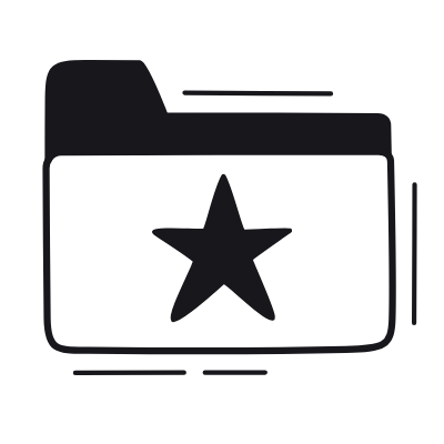 Folder Star, Animated Icon, Black