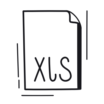 Document XLS, Animated Icon, Black
