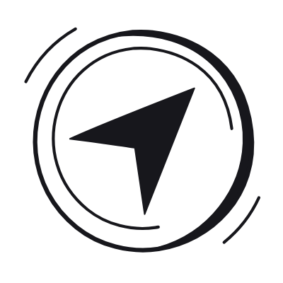 Navigation Circle, Animated Icon, Black