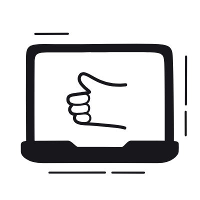 Laptop Thumb up, Animated Icon, Black