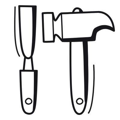 Chisel Hammer, Animated Icon, Black