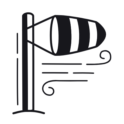 Wind Sock, Animated Icon, Black