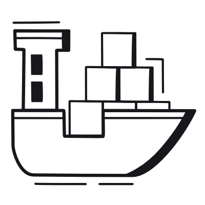 Cargo Ship, Animated Icon, Black