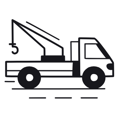 Crane Truck, Animated Icon, Black