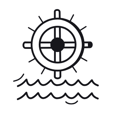 Water Wheel, Animated Icon, Black