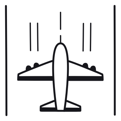Runway Airplane, Animated Icon, Black