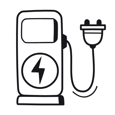 Ev Charging Station, Animated Icon, Black