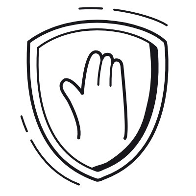 Shield Hand, Animated Icon, Black
