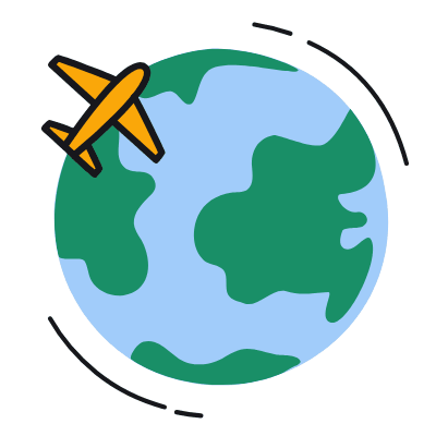 Globe Airplane, Animated Icon, Color