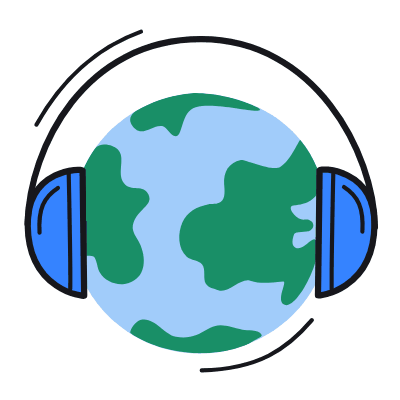 Globe Headphones, Animated Icon, Color