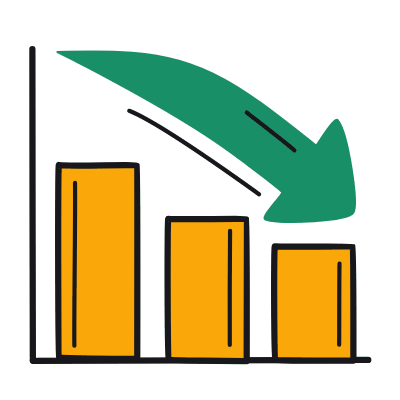 Bar Chart Arrow Down, Animated Icon, Color