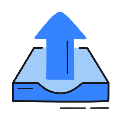 Inbox Upload, Animated Icon, Color