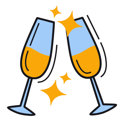 Champagne Flutes, Animated Icon, Color