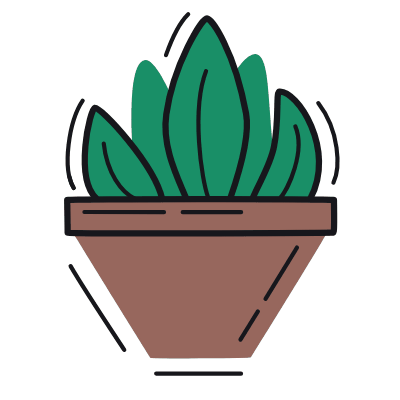 Potted Flower Plant, Animated Icon, Color