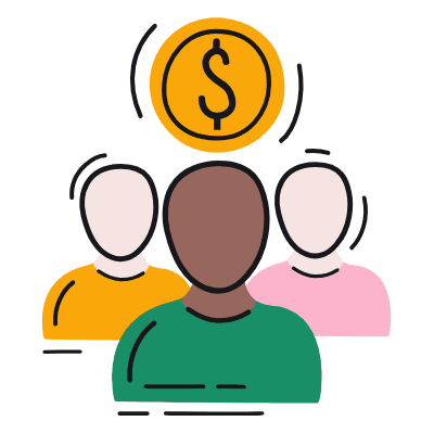 Avatars Collecting Money, Animated Icon, Color