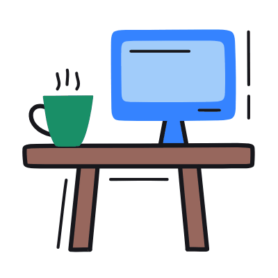 Office Desk, Animated Icon, Color