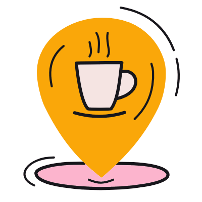 Location Pin Cafe, Animated Icon, Color
