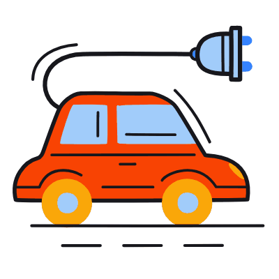 Electric Car, Animated Icon, Color