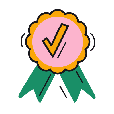 Badge Ribbon Check, Animated Icon, Color