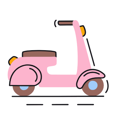Moped, Animated Icon, Color