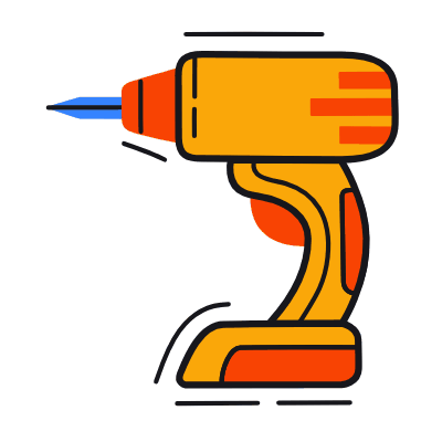 Drilling Machine, Animated Icon, Color