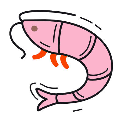 Shrimp, Animated Icon, Color