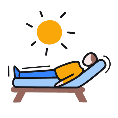 Sunbathing, Animated Icon, Color