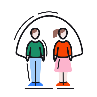 Girl Boy Jumping Rope, Animated Icon, Color