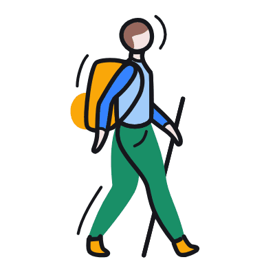 Hiking, Animated Icon, Color