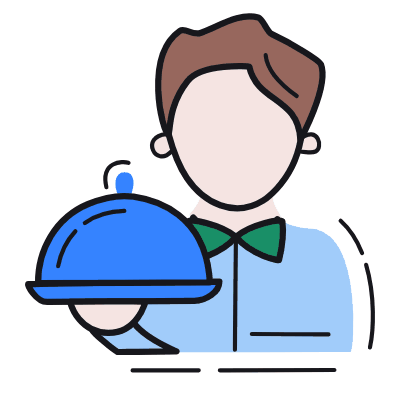 Man Waiter, Animated Icon, Color