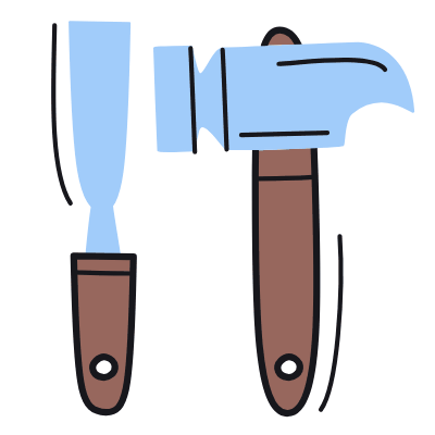 Chisel Hammer, Animated Icon, Color