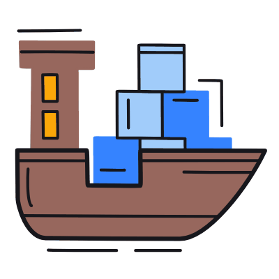 Cargo Ship, Animated Icon, Color