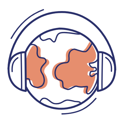 Globe Headphones, Animated Icon, Motif