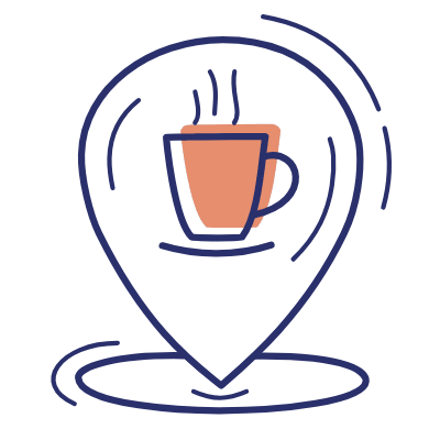 Location Pin Cafe, Animated Icon, Motif