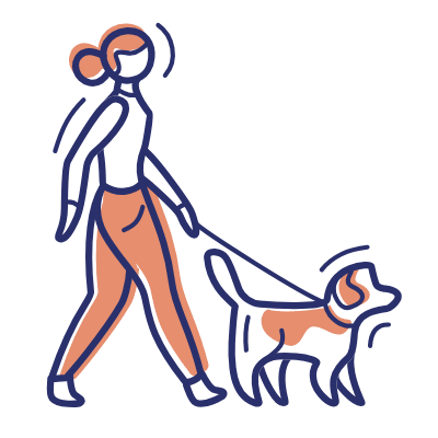 Woman Dog Walk, Animated Icon, Motif