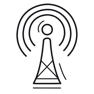 Broadcast Tower, Animated Icon, Outline