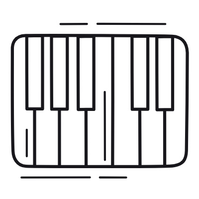 Piano Keyboard, Animated Icon, Outline