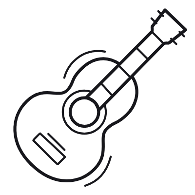 Guitar, Animated Icon, Outline