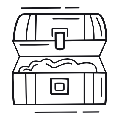 Treasure Chest Open, Animated Icon, Outline