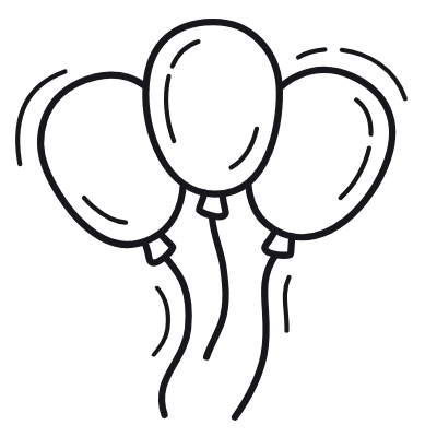 Party Balloons, Animated Icon, Outline