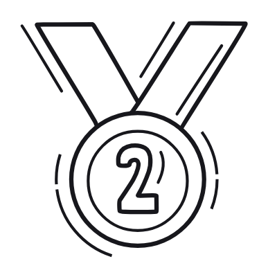 Medal Second Place, Animated Icon, Outline