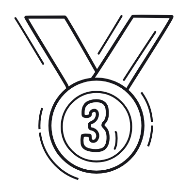 Medal Third Place, Animated Icon, Outline