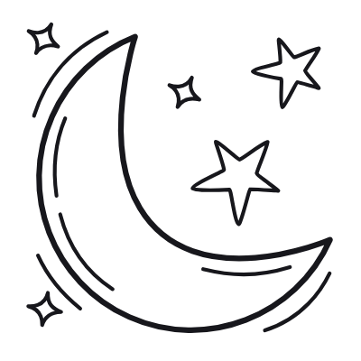Moon Stars, Animated Icon, Outline