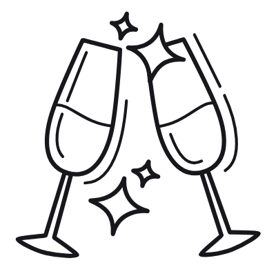 Champagne Flutes, Animated Icon, Outline