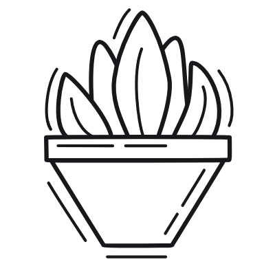 Potted Flower Plant, Animated Icon, Outline