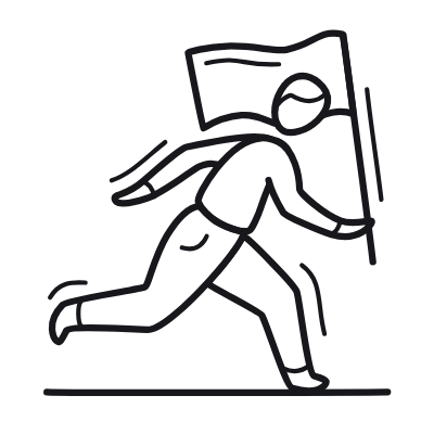 Person Flag, Animated Icon, Outline