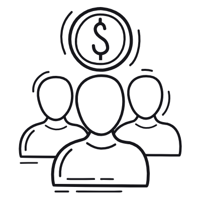 Avatars Collecting Money, Animated Icon, Outline