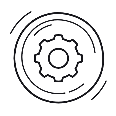 Cog Circle, Animated Icon, Outline
