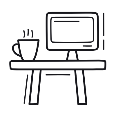 Office Desk, Animated Icon, Outline