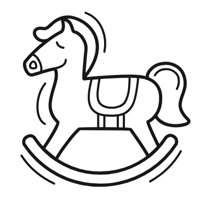 Rocking Horse, Animated Icon, Outline